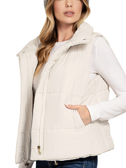 High Neck Puffer Vest - 3 colors