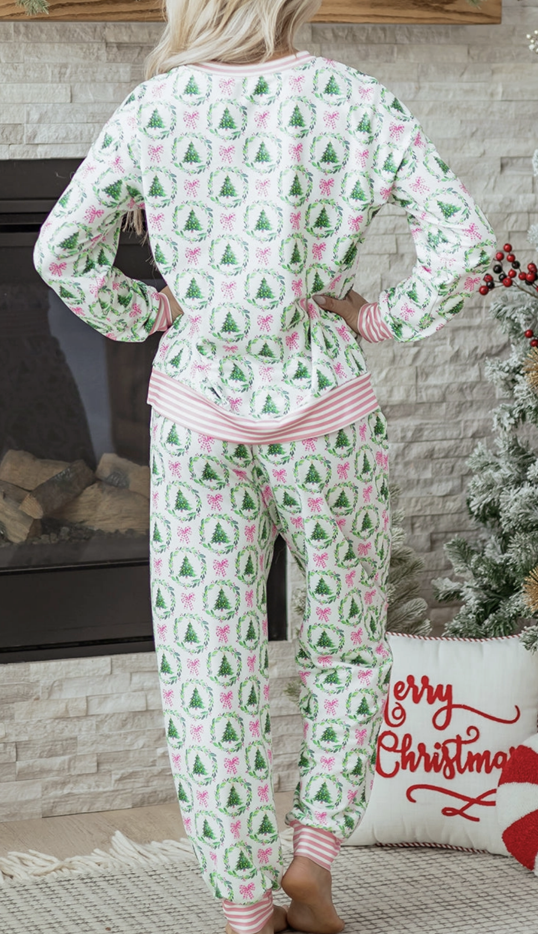 Bow Christmas Tree Pajama Lounge Set