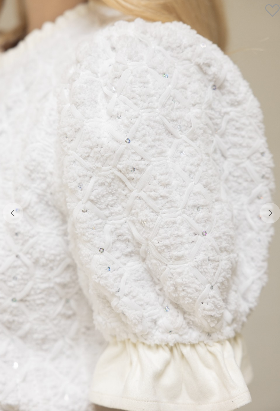 Sequin Embroidered Cream Plush Top