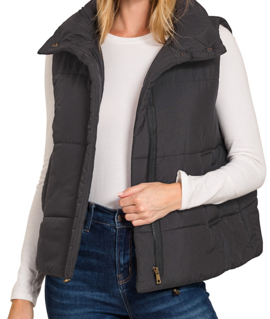 High Neck Puffer Vest - 4 colors