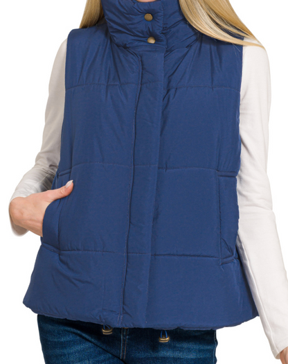 High Neck Puffer Vest - 4 colors