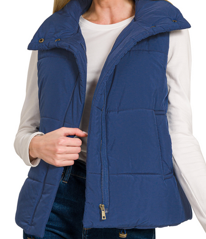 High Neck Puffer Vest - 4 colors