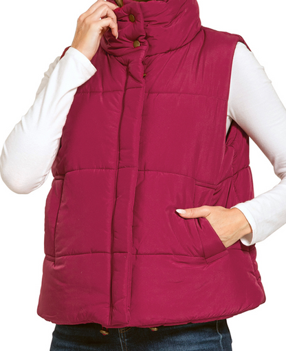 High Neck Puffer Vest - 4 colors