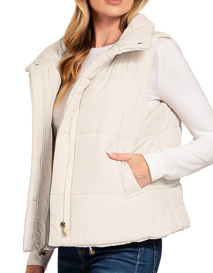 High Neck Puffer Vest - 4 colors