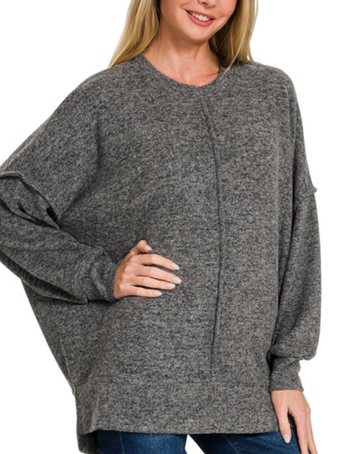 Front Seam Brushed Hacci Cozy Sweater / 7 colors