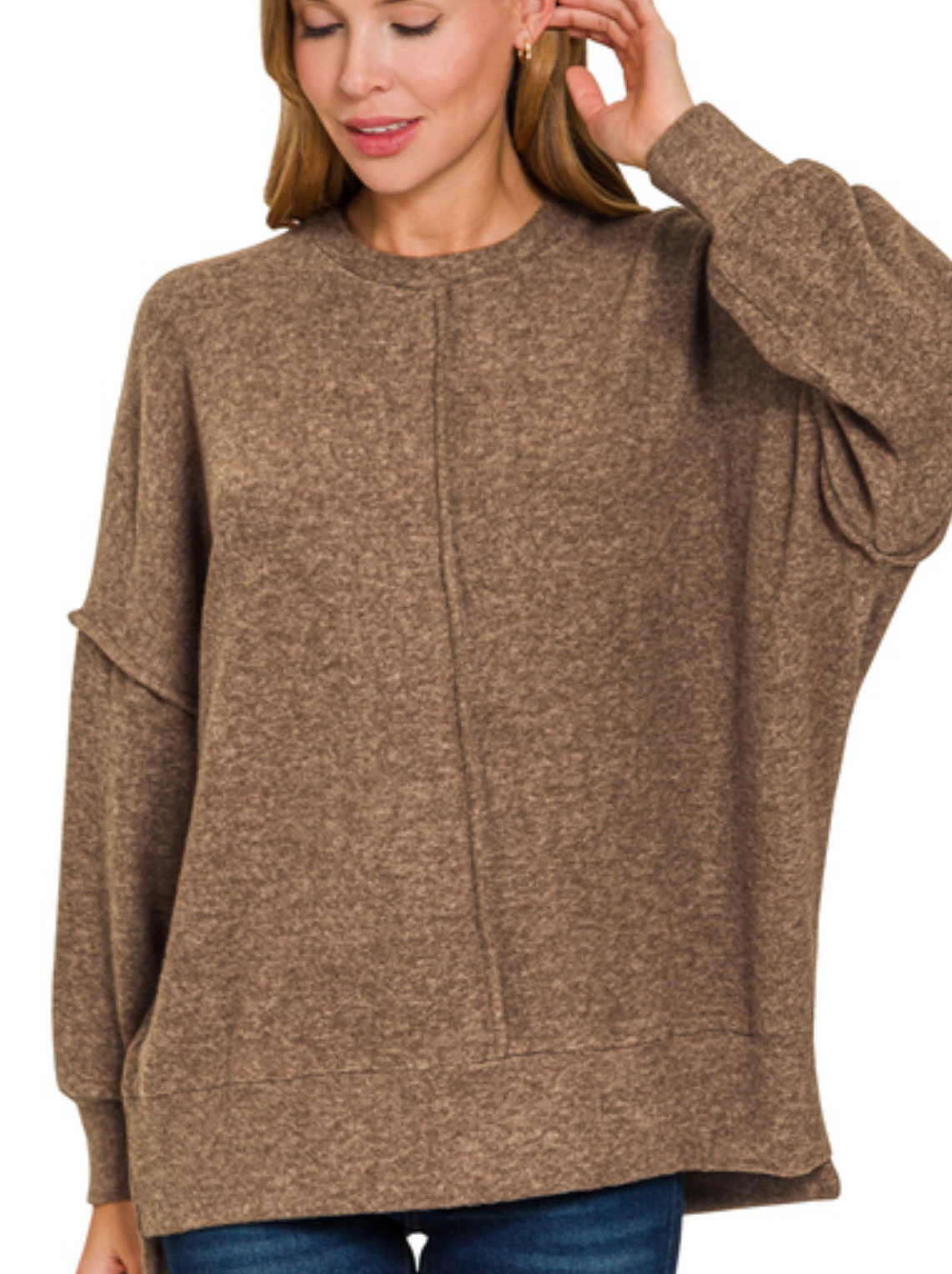 Front Seam Brushed Hacci Cozy Sweater / 7 colors