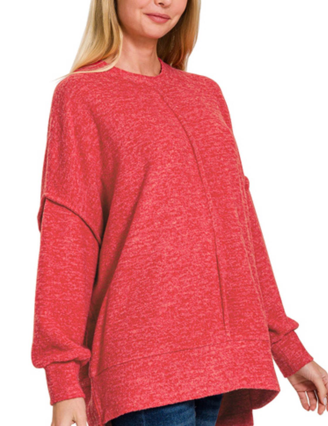 Front Seam Brushed Hacci Cozy Sweater / 7 colors