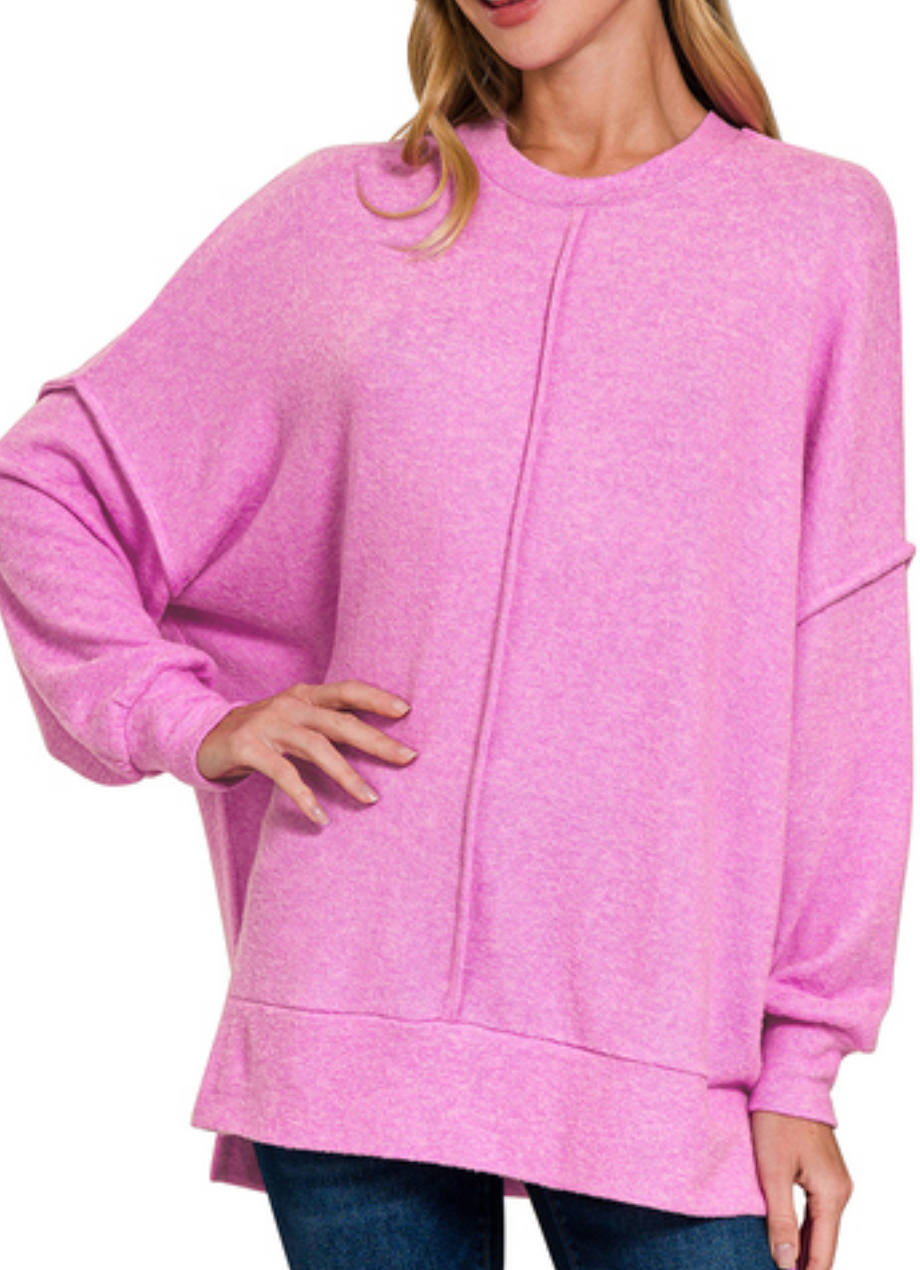 Front Seam Brushed Hacci Cozy Sweater / 7 colors