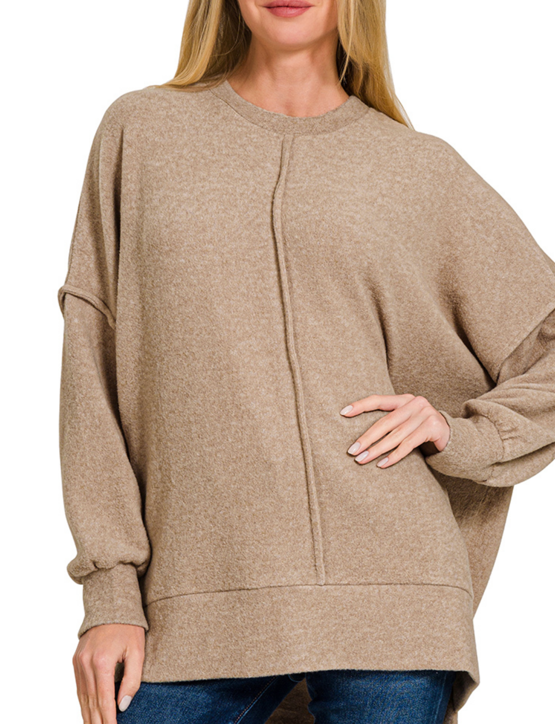 Front Seam Brushed Hacci Cozy Sweater / 7 colors