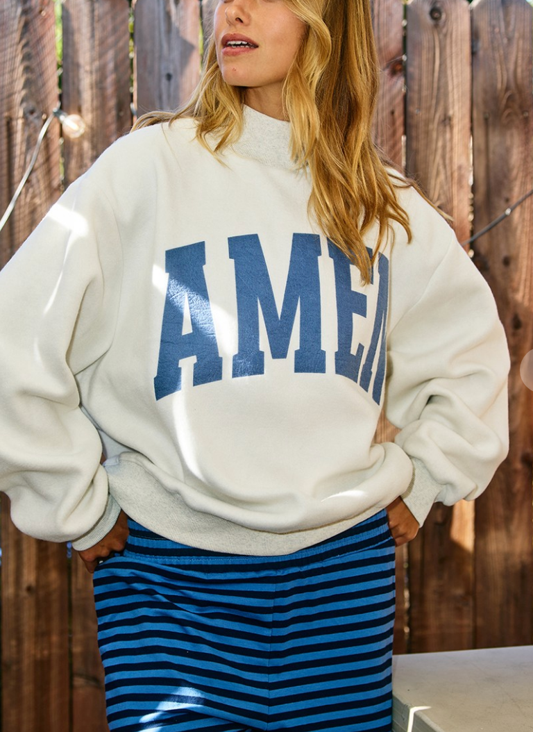 Reversible Mockneck "WWJD" & "AMEN" Sweatshirt Scripture - PREORDER