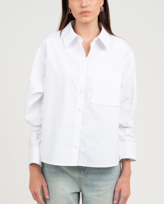 Classic White Button Front Blouse