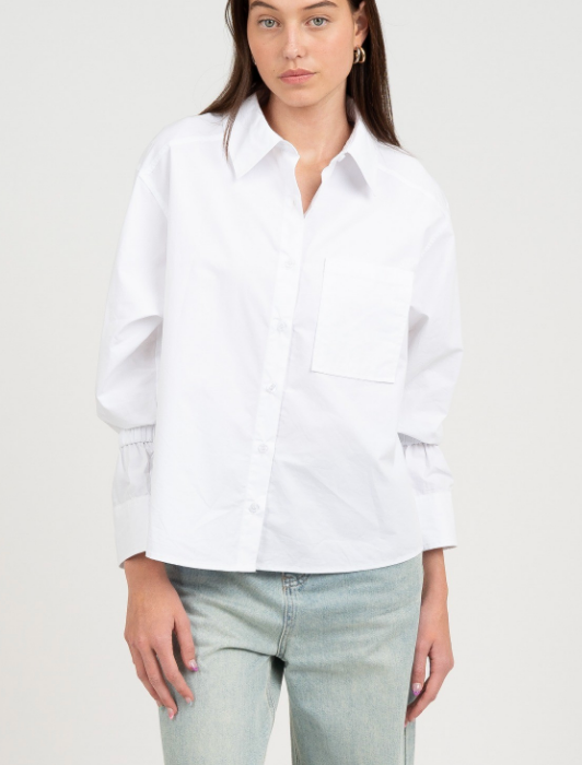 Classic White Button Front Blouse