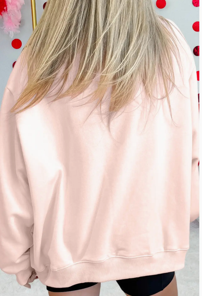 Embroidered Hearts Oversized Mockneck sweatshirt