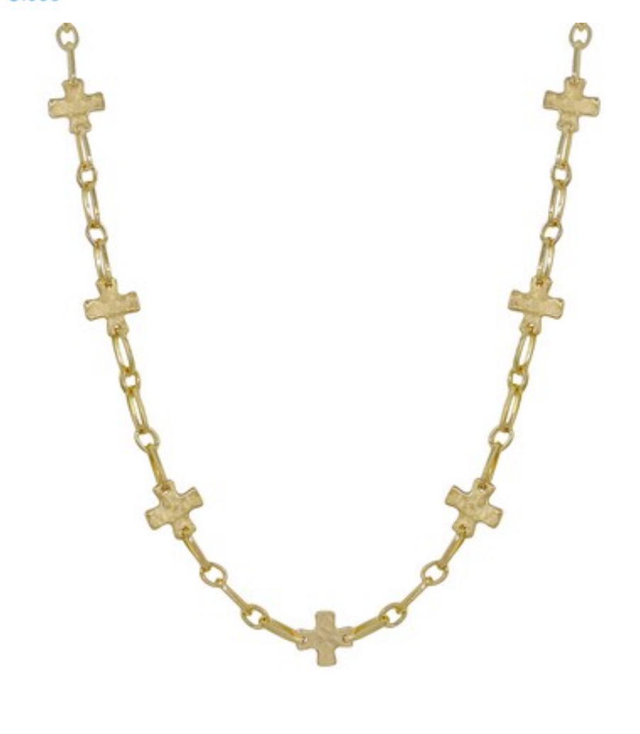 Gold Link Cross Necklace