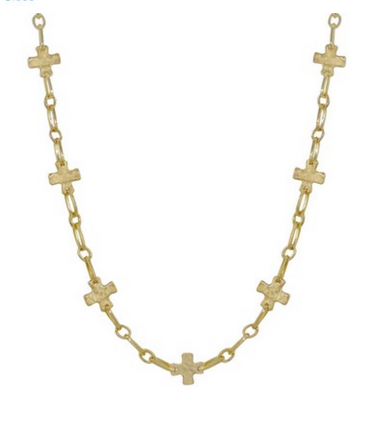 Gold Link Cross Necklace