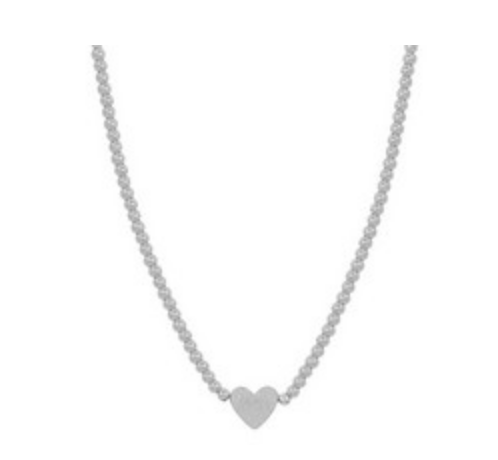 Mini Heart Beaded Necklace / Gold or Silver