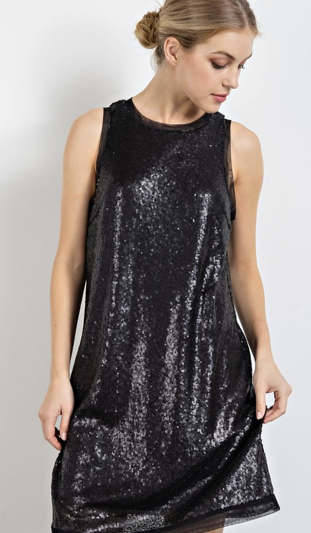 Sequin Sleeveless Holiday Dress / 3 colors