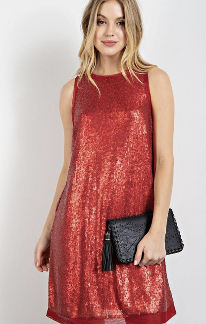 Sequin Sleeveless Holiday Dress / 3 colors