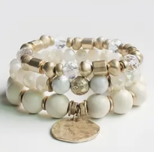 White Natural Stone Bracelet Set