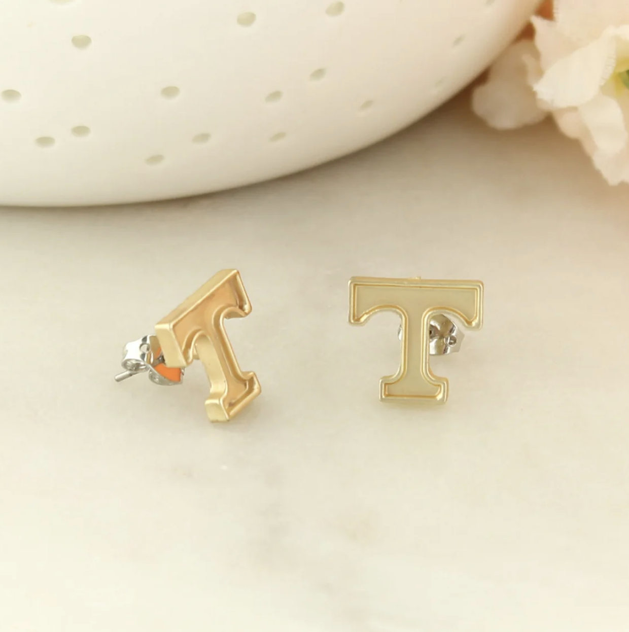 Matte Gold Logo Stud Earrings