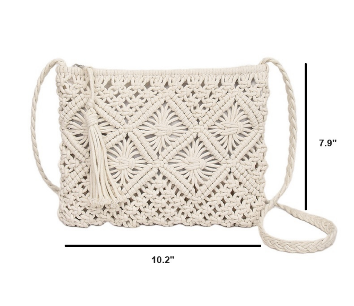 Hand Woven Bohemian Crochet Cross Body Purse / 3 colors