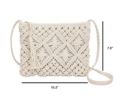 Hand Woven Bohemian Crochet Cross Body Purse / 3 colors