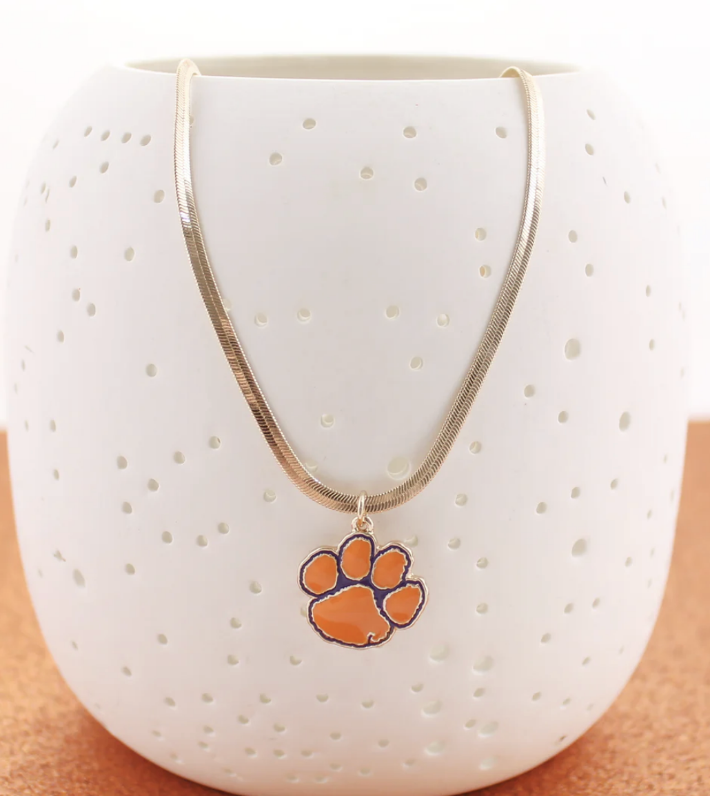 Snake Chain Gold Collegiate Enamel Logo Necklace