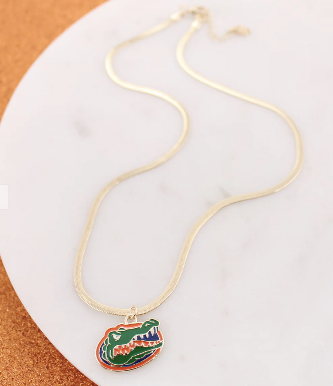 Snake Chain Gold Collegiate Enamel Logo Necklace
