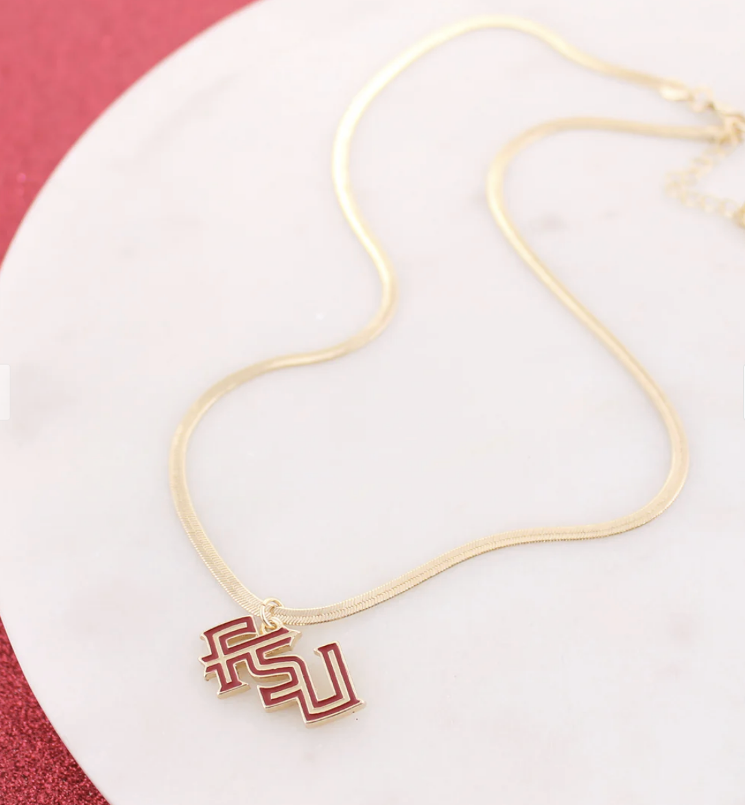 Snake Chain Gold Collegiate Enamel Logo Necklace