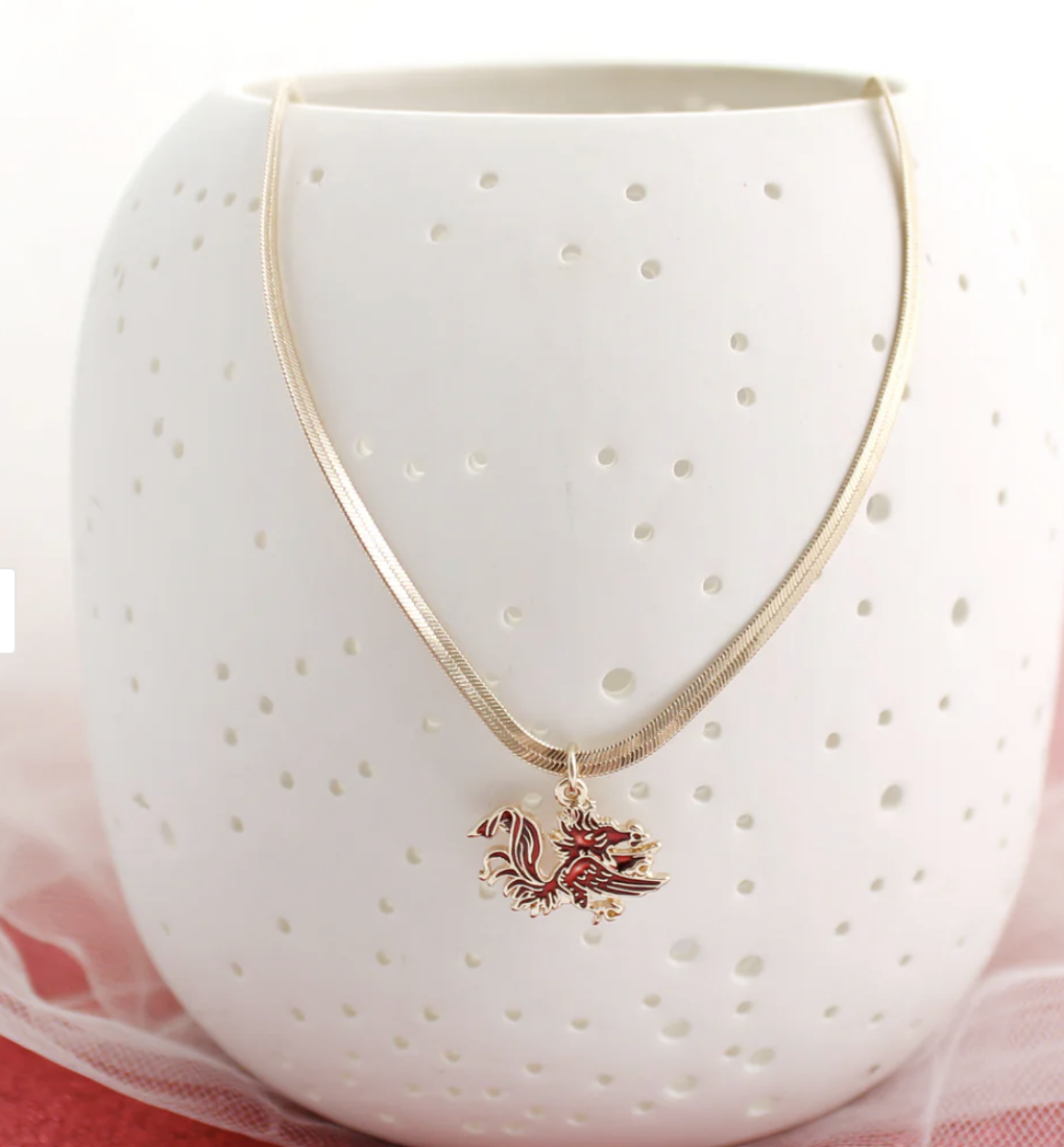 Snake Chain Gold Collegiate Enamel Logo Necklace