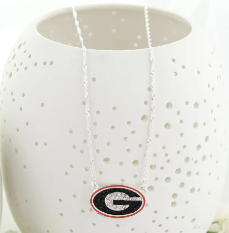Silver Collegiate Logo Necklace