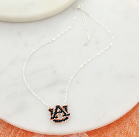 Silver Collegiate Logo Necklace