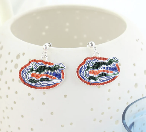 Collegiate Crystal Logo Earrings