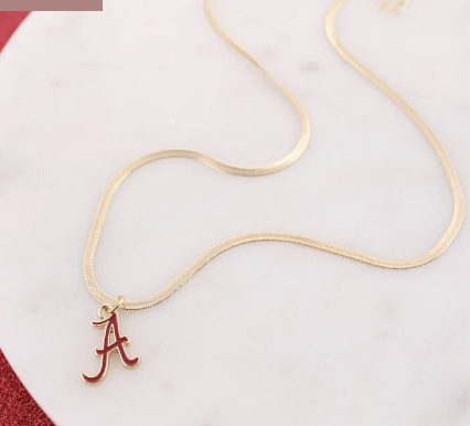 Snake Chain Gold Collegiate Enamel Logo Necklace