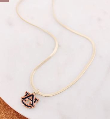 Snake Chain Gold Collegiate Enamel Logo Necklace
