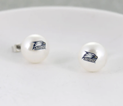 Collegiate Logo Pearl Stud Earrings