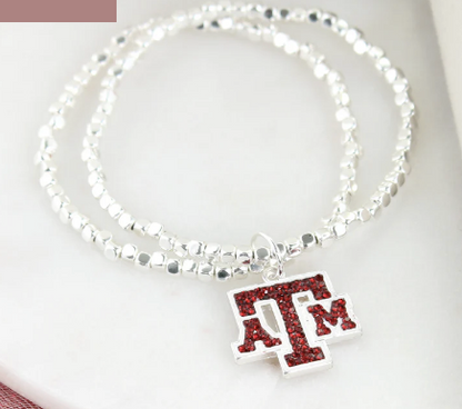 Collegiate Logo Silver Bracelet Set