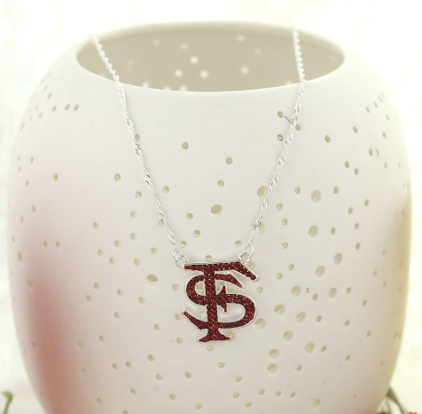 Silver Collegiate Logo Necklace