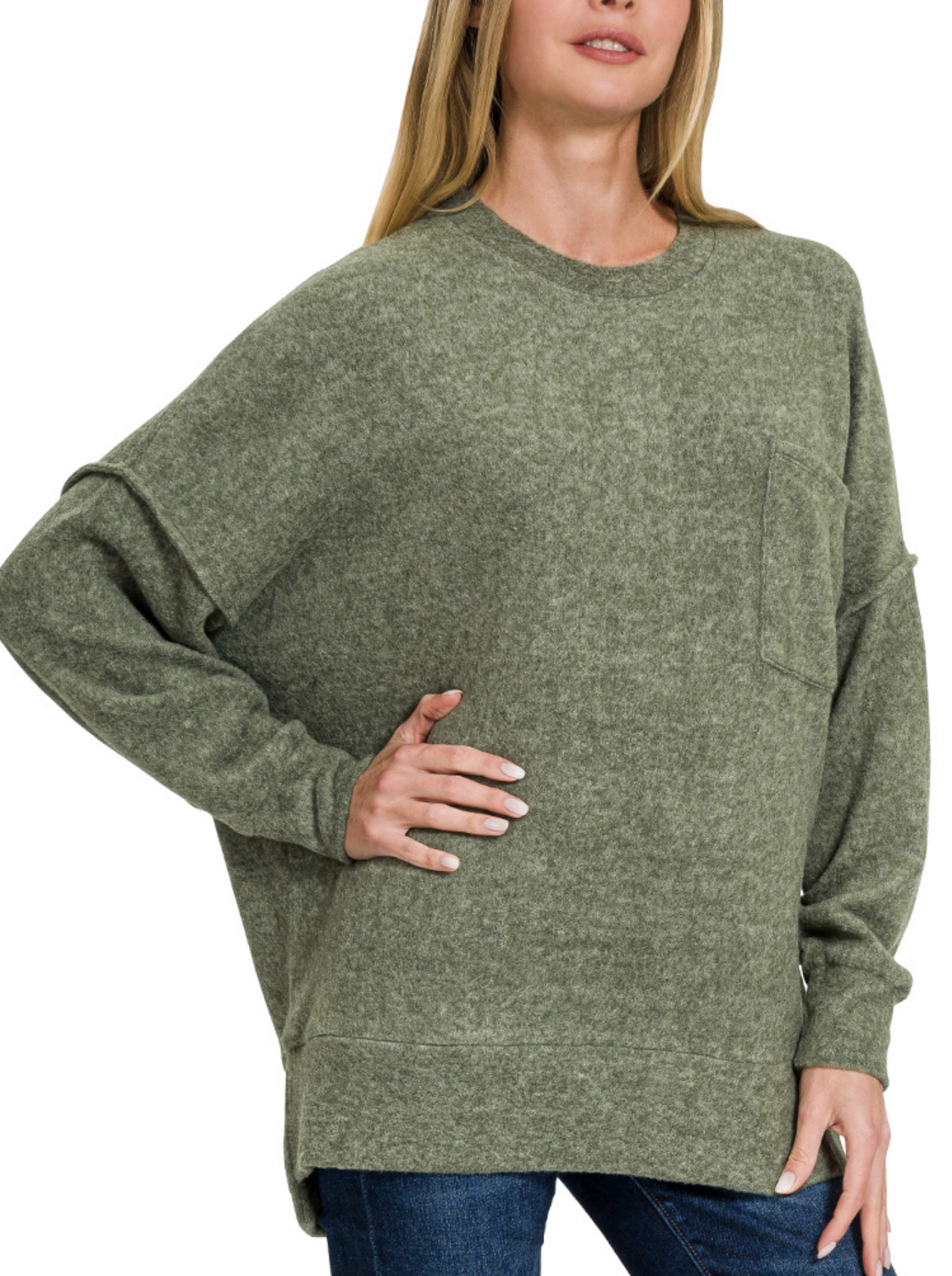 Dropped Shoulder Oversized brushed hacci / 7  colors