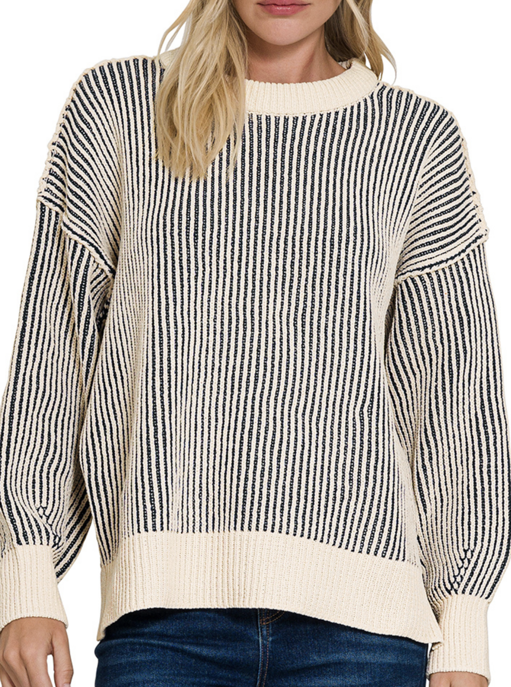 Two-Tone Chenille Crewneck Sweater 3 colors