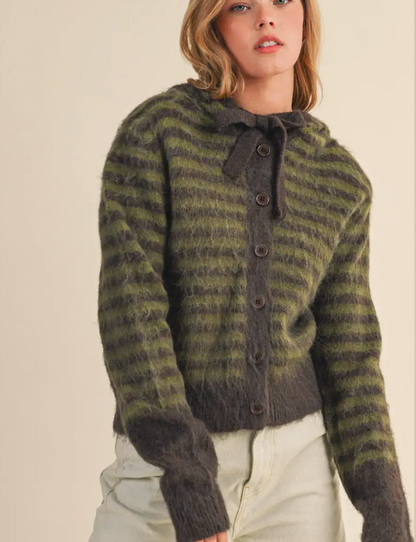 Striped Hoodie Sweater Cardigan