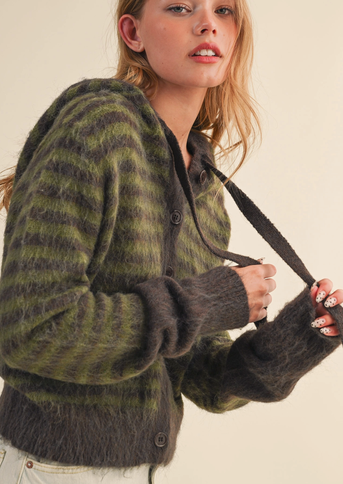 Striped Hoodie Sweater Cardigan