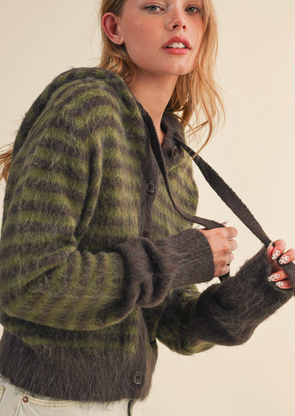 Striped Hoodie Sweater Cardigan