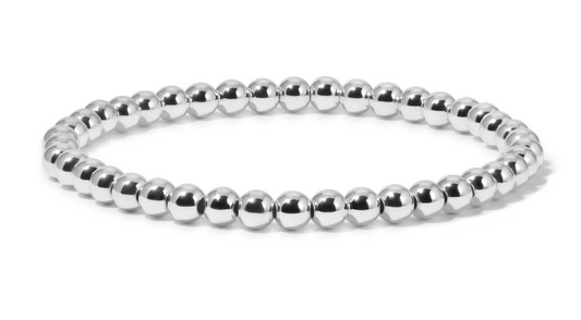 Silver Round Bead Stretch Bracelet