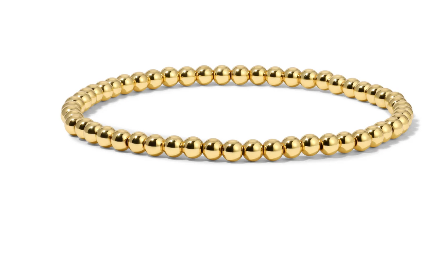 Gold Round Bead Stretch Bracelet