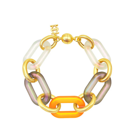 Multi-Color Resin Magnetic Oval Links Bracelet