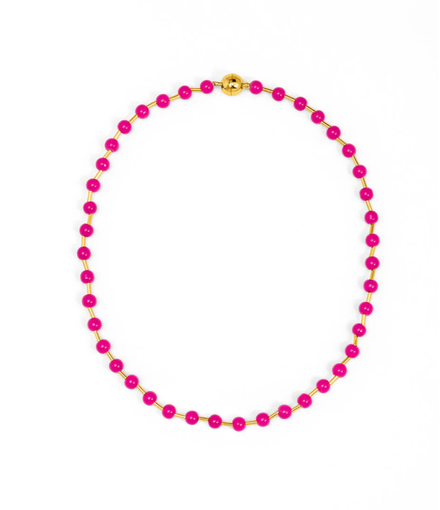 Glass Bead Magnet Short Necklace