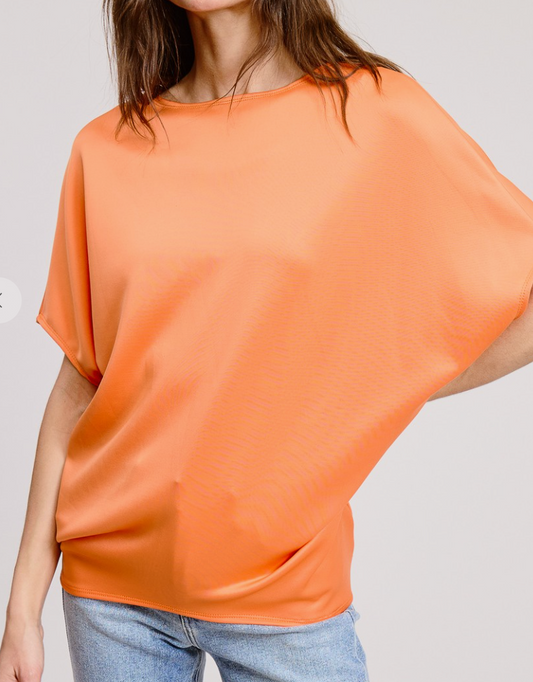 Short Sleeve Scuba Oversized Dolman Top / 3 colors