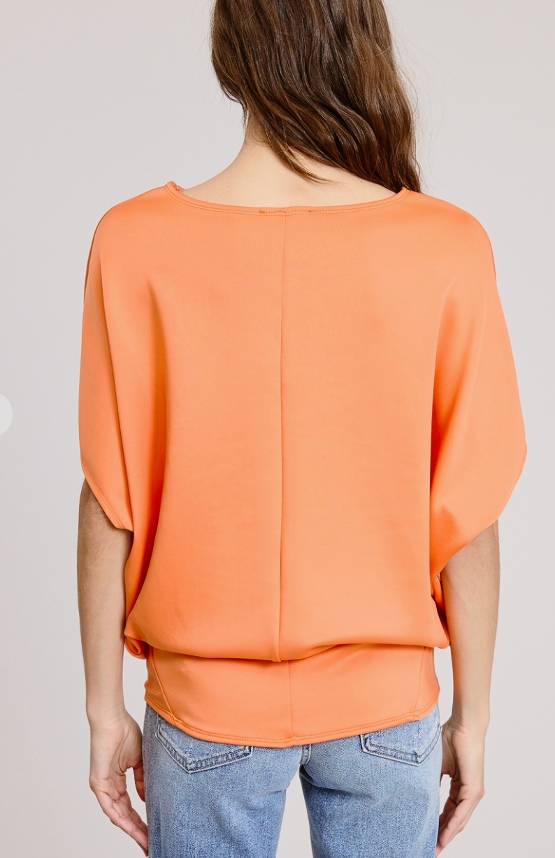 Short Sleeve Scuba Oversized Dolman Top / 3 colors