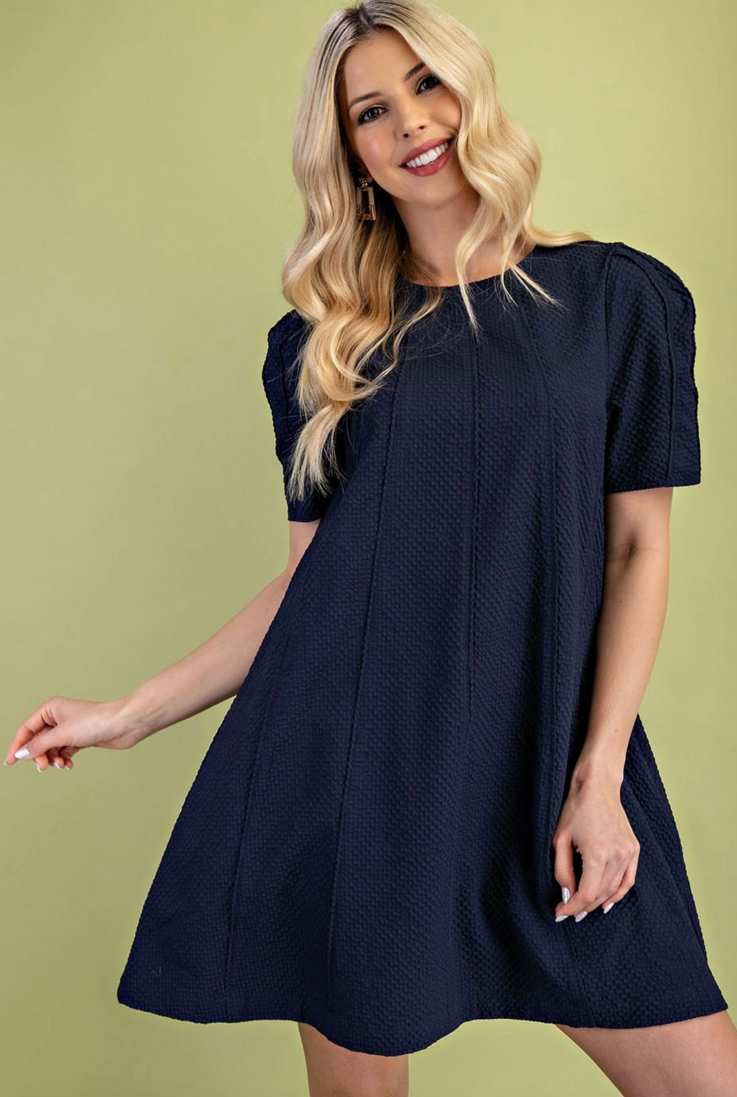 Textured Round Neck Dress-4 colors